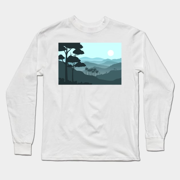 Mountain Climbing Long Sleeve T-Shirt by Polahcrea